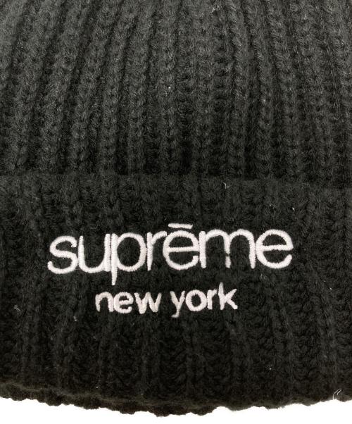 SUPREME（シュプリーム）Supreme (シュプリーム) Classic Logo Chunky Ribbed Beanie/ニット帽 ブラックの古着・服飾アイテム