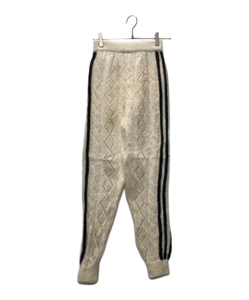 GUCCI（グッチ）GUCCI (グッチ) adidas (アディダス) モヘア トレフォイル エンブロイダリー ニット パンツ アイボリー×ブラック サイズ:XSの古着・服飾アイテム