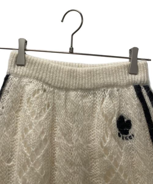 GUCCI（グッチ）GUCCI (グッチ) adidas (アディダス) モヘア トレフォイル エンブロイダリー ニット パンツ アイボリー×ブラック サイズ:XSの古着・服飾アイテム