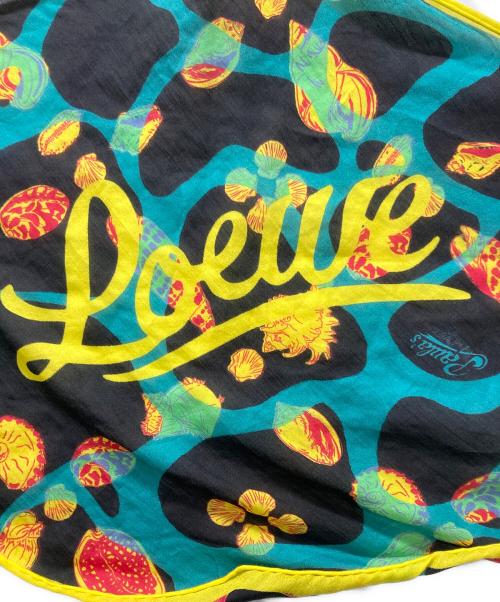 LOEWE（ロエベ）LOEWE (ロエベ) コットンシルクスカーフ ブラック×グリーンの古着・服飾アイテム