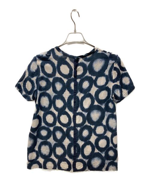 'S Max Mara（エスマックスマーラ）'S Max Mara (エスマックスマーラ) 総柄シルクブラウス ネイビー サイズ:USA6の古着・服飾アイテム