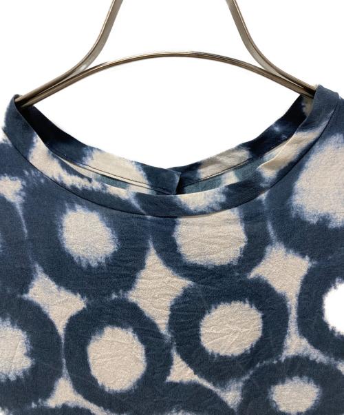 'S Max Mara（エスマックスマーラ）'S Max Mara (エスマックスマーラ) 総柄シルクブラウス ネイビー サイズ:USA6の古着・服飾アイテム