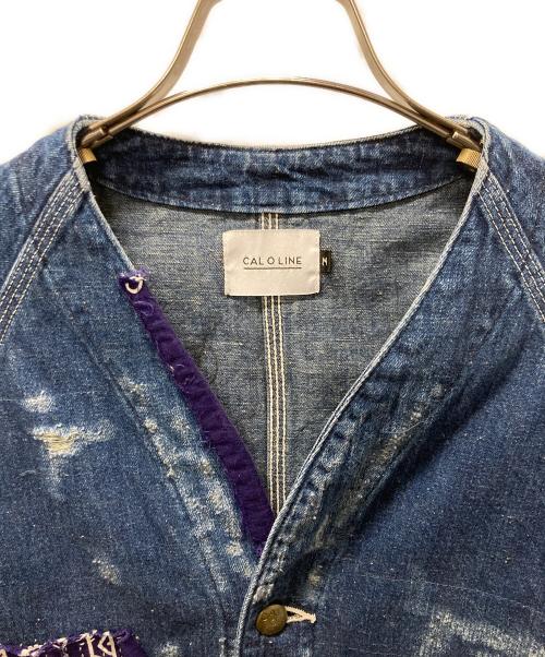 CAL O LINE（キャルオーライン）CAL O LINE (キャルオーライン) BANDANA ENGINEERS JACKET/バンダナリメイク エンジニアジャケット インディゴ サイズ:Mの古着・服飾アイテム