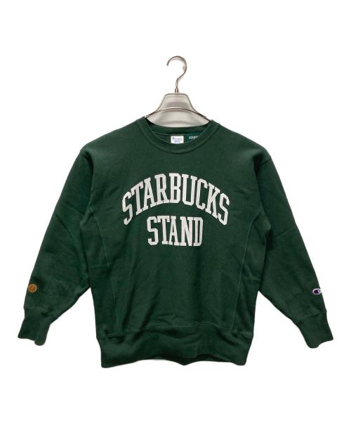 Champion（チャンピオン）Champion (チャンピオン) BEAMS (ビームス) STARBUCKS COFFEE (スターバックスコーヒー) REVERSE WEAVE Sweats グリーン サイズ:Mの古着・服飾アイテム