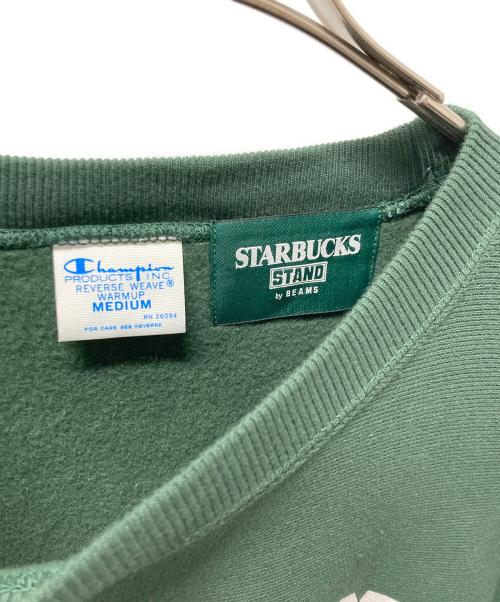 Champion（チャンピオン）Champion (チャンピオン) BEAMS (ビームス) STARBUCKS COFFEE (スターバックスコーヒー) REVERSE WEAVE Sweats グリーン サイズ:Mの古着・服飾アイテム