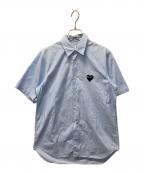 PLAY COMME des GARCONSプレイコムデギャルソン）の古着「ワンポイント刺繍ストライプシャツ」｜ブルー