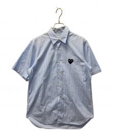 PLAY COMME des GARCONS（プレイコムデギャルソン）の古着「ワンポイント刺繍ストライプシャツ」｜ブルー