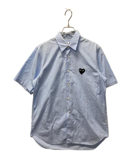 PLAY COMME des GARCONS（プレイコムデギャルソン）PLAY COMME des GARCONS (プレイコムデギャルソン) ワンポイント刺繍ストライプシャツ ブルー サイズ:Sの古着・服飾アイテム
