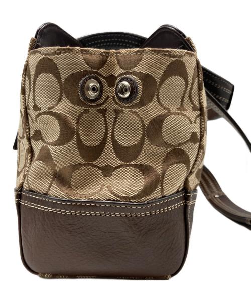 COACH（コーチ）COACH (コーチ) シグネチャーキャンバス レザーハンドバッグ ベージュの古着・服飾アイテム