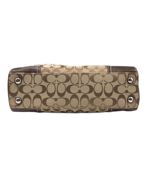 COACH（コーチ）COACH (コーチ) シグネチャーキャンバス レザーハンドバッグ ベージュの古着・服飾アイテム