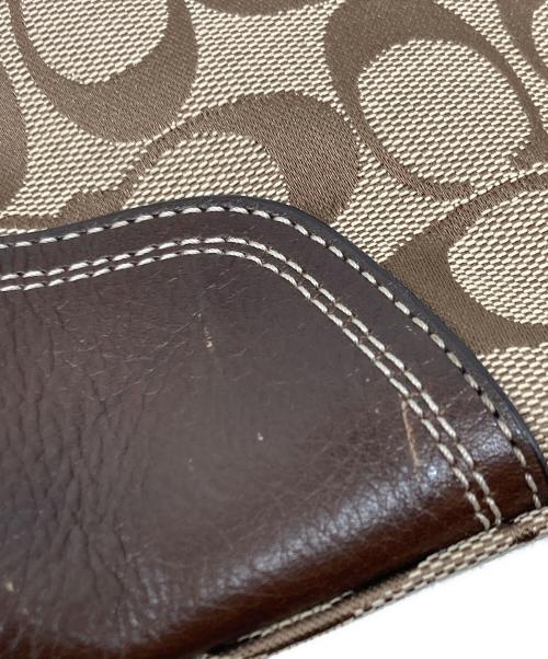 COACH（コーチ）COACH (コーチ) シグネチャーキャンバス レザーハンドバッグ ベージュの古着・服飾アイテム