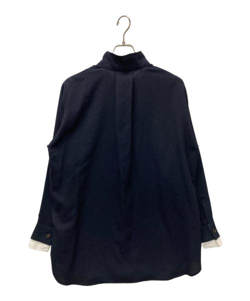 ETRE TOKYO（エトレトウキョウ）ETRE TOKYO (エトレトウキョウ) ジョーゼットスタンドネックシャツ ネイビー サイズ:FREEの古着・服飾アイテム