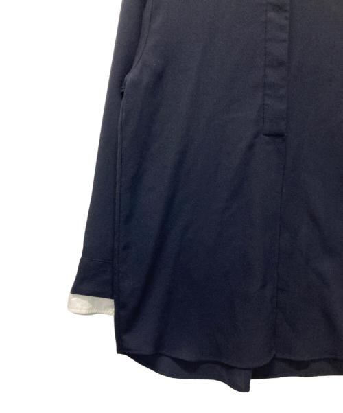 ETRE TOKYO（エトレトウキョウ）ETRE TOKYO (エトレトウキョウ) ジョーゼットスタンドネックシャツ ネイビー サイズ:FREEの古着・服飾アイテム
