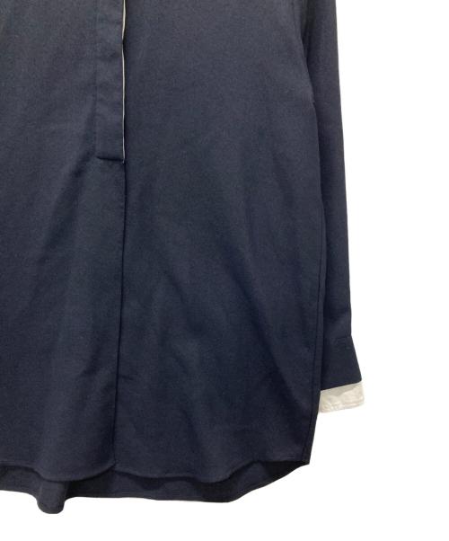 ETRE TOKYO（エトレトウキョウ）ETRE TOKYO (エトレトウキョウ) ジョーゼットスタンドネックシャツ ネイビー サイズ:FREEの古着・服飾アイテム