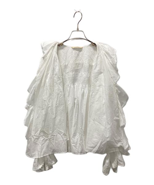 Curensology（カレンソロジー）Curensology (カレンソロジー) ラッフルレースブラウス ホワイト サイズ:Fの古着・服飾アイテム