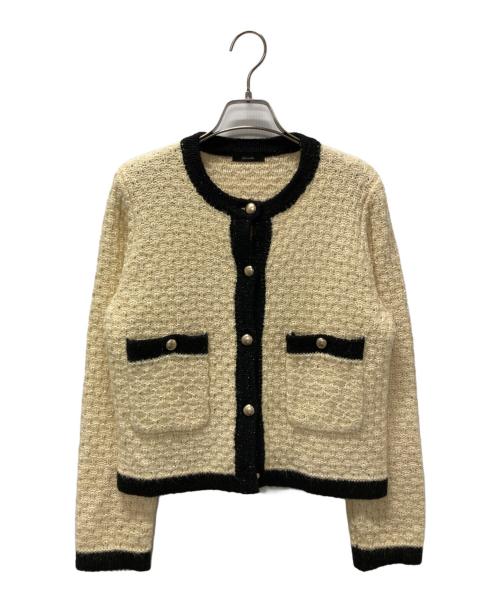 allureville（アルアバイル）allureville (アルアバイル) ニットジャケット ベージュ×ブラック サイズ:２の古着・服飾アイテム