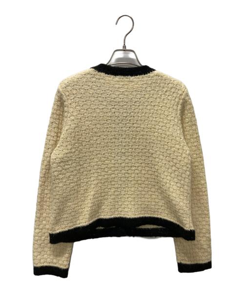 allureville（アルアバイル）allureville (アルアバイル) ニットジャケット ベージュ×ブラック サイズ:２の古着・服飾アイテム