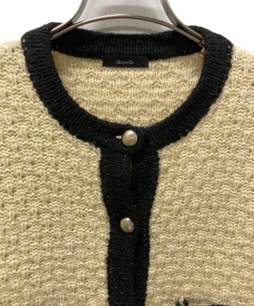 allureville（アルアバイル）allureville (アルアバイル) ニットジャケット ベージュ×ブラック サイズ:２の古着・服飾アイテム