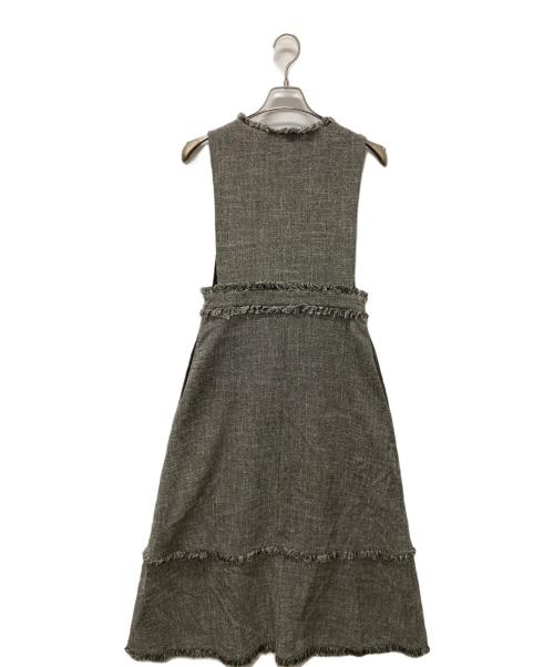 allureville（アルアバイル）allureville (アルアバイル) ノンウールツイードフリンジフレアワンピース グレー サイズ:Mの古着・服飾アイテム