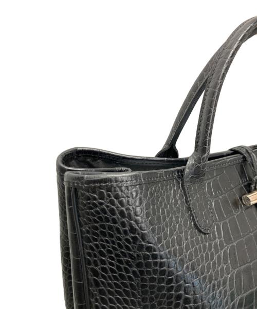 LONGCHAMP（ロンシャン）LONGCHAMP (ロンシャン) ロゾ クロコ型押しトートバッグ ブラックの古着・服飾アイテム