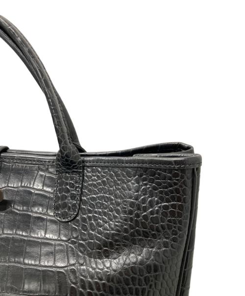 LONGCHAMP（ロンシャン）LONGCHAMP (ロンシャン) ロゾ クロコ型押しトートバッグ ブラックの古着・服飾アイテム