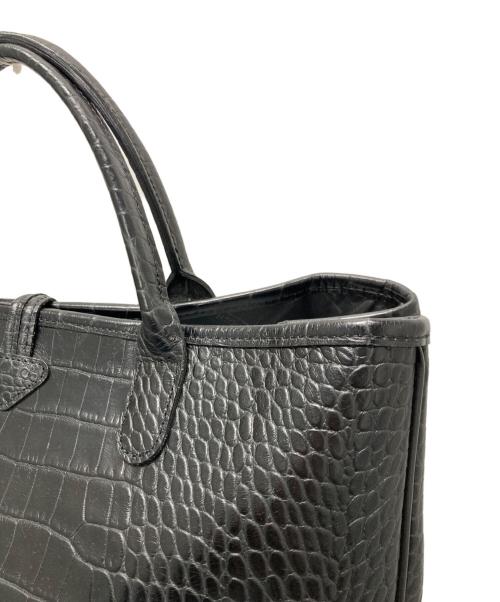 LONGCHAMP（ロンシャン）LONGCHAMP (ロンシャン) ロゾ クロコ型押しトートバッグ ブラックの古着・服飾アイテム