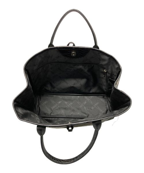 LONGCHAMP（ロンシャン）LONGCHAMP (ロンシャン) ロゾ クロコ型押しトートバッグ ブラックの古着・服飾アイテム