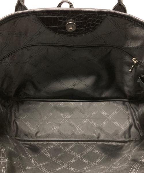 LONGCHAMP（ロンシャン）LONGCHAMP (ロンシャン) ロゾ クロコ型押しトートバッグ ブラックの古着・服飾アイテム