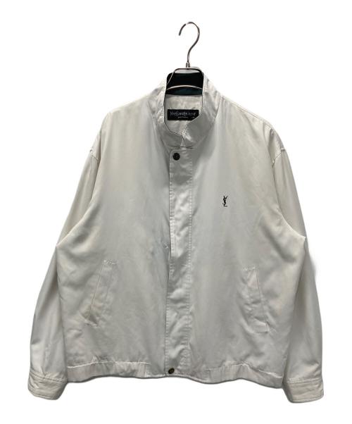 Yves Saint Laurent pour homme（イヴサンローラン プールオム）Yves Saint Laurent pour homme (イヴサンローラン プールオム) ワンポイントロゴ刺繍ジップジャケット ホワイト サイズ:105の古着・服飾アイテム