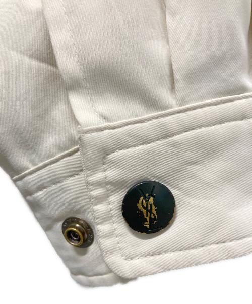 Yves Saint Laurent pour homme（イヴサンローラン プールオム）Yves Saint Laurent pour homme (イヴサンローラン プールオム) ワンポイントロゴ刺繍ジップジャケット ホワイト サイズ:105の古着・服飾アイテム