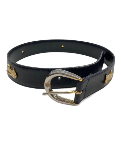 CELINE（セリーヌ）CELINE (セリーヌ) 馬車金具レザーベルト ブラックの古着・服飾アイテム
