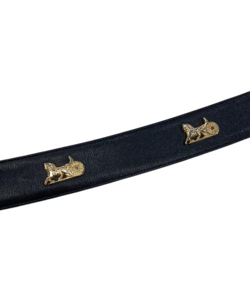 CELINE（セリーヌ）CELINE (セリーヌ) 馬車金具レザーベルト ブラックの古着・服飾アイテム