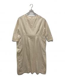 evam eva（エヴァムエヴァ）の古着「cotton linen drop pocket OP/コットンリネンドレープポケットワンピース」｜アイボリー