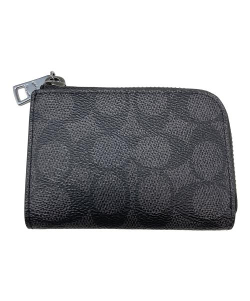 COACH（コーチ）COACH (コーチ) ジップ キー ケース・シグネチャー キャンバス チャコール/ブラックの古着・服飾アイテム