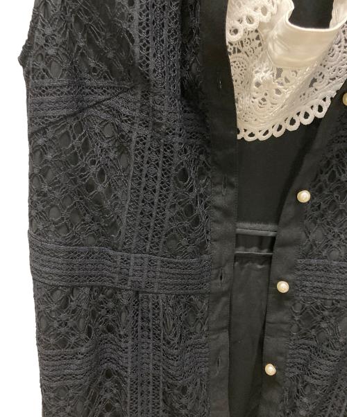 Diagram（ダイアグラム）Diagram (ダイアグラム) 襟刺繍ティアードワンピース ブラック×ホワイト サイズ:36の古着・服飾アイテム