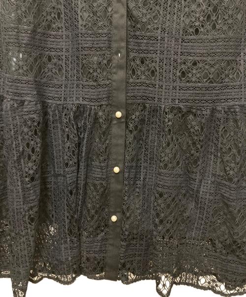 Diagram（ダイアグラム）Diagram (ダイアグラム) 襟刺繍ティアードワンピース ブラック×ホワイト サイズ:36の古着・服飾アイテム