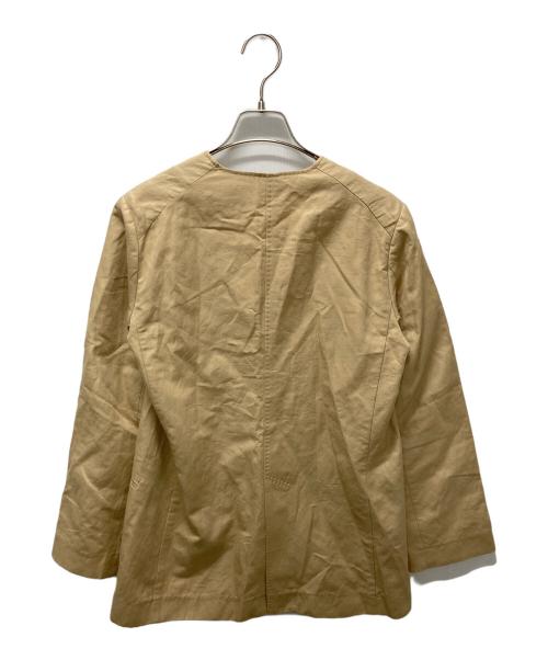 Curensology（カレンソロジー）Curensology (カレンソロジー) リネン混ノーカラージャケット ブラウン サイズ:Fの古着・服飾アイテム