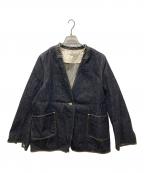 pelleqペレック）の古着「ノーカラーデニムジャケット」｜インディゴ