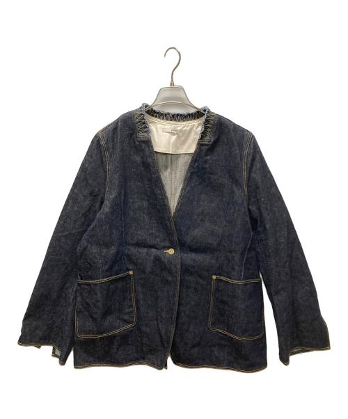 pelleq（ペレック）pelleq (ペレック) ノーカラーデニムジャケット インディゴ サイズ:Fの古着・服飾アイテム