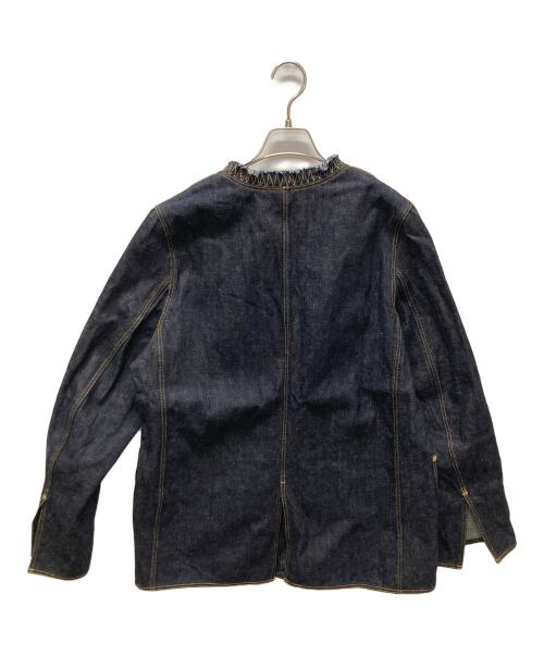 pelleq（ペレック）pelleq (ペレック) ノーカラーデニムジャケット インディゴ サイズ:Fの古着・服飾アイテム