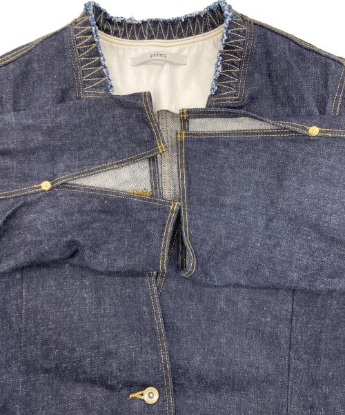 pelleq（ペレック）pelleq (ペレック) ノーカラーデニムジャケット インディゴ サイズ:Fの古着・服飾アイテム
