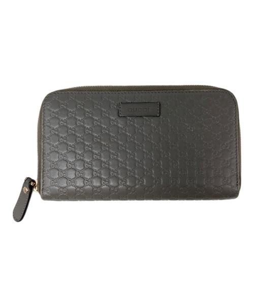 GUCCI（グッチ）GUCCI (グッチ) マイクログッチシマ ラウンドファスナー財布 グレーの古着・服飾アイテム