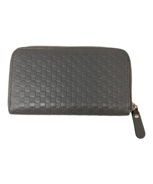 GUCCI（グッチ）GUCCI (グッチ) マイクログッチシマ ラウンドファスナー財布 グレーの古着・服飾アイテム