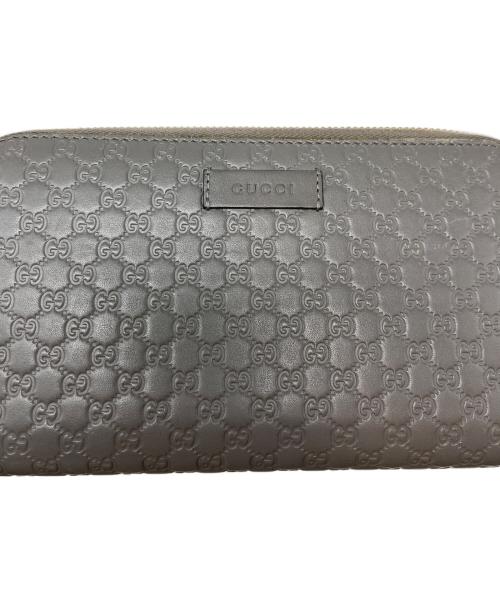GUCCI（グッチ）GUCCI (グッチ) マイクログッチシマ ラウンドファスナー財布 グレーの古着・服飾アイテム