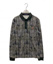 FRED PERRY（フレッドペリー）の古着「ABSTRACT PRINT POLO SHIRT/ポロシャツ」｜ダークグリーン/カーキ