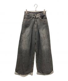 JOHN LAWRENCE SULLIVAN（ジョン ローレンス サリバン）の古着「WASHED DENIM WIDE PANTS」｜ブラック