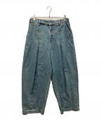ANGLANアングラン）の古着「Unbalance Long Tuck Denim Balloon Pants」｜インディゴ