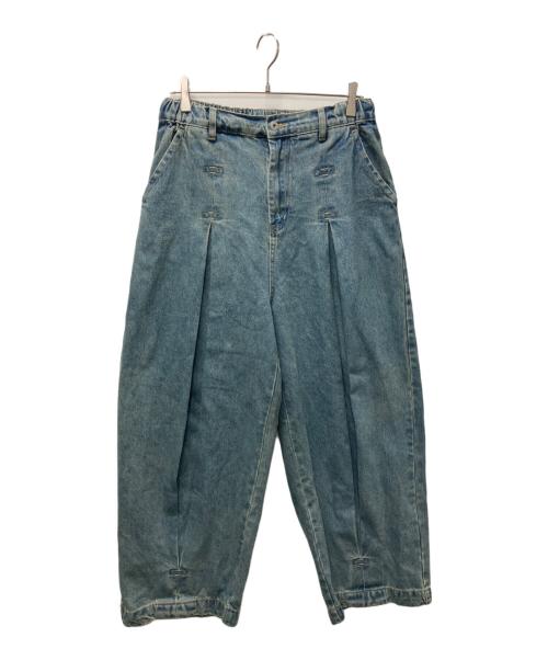 ANGLAN（アングラン）ANGLAN (アングラン) Unbalance Long Tuck Denim Balloon Pants インディゴ サイズ:FREEの古着・服飾アイテム
