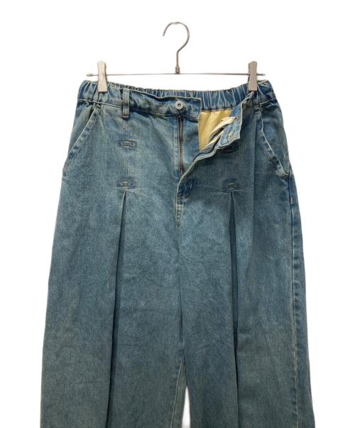ANGLAN（アングラン）ANGLAN (アングラン) Unbalance Long Tuck Denim Balloon Pants インディゴ サイズ:FREEの古着・服飾アイテム