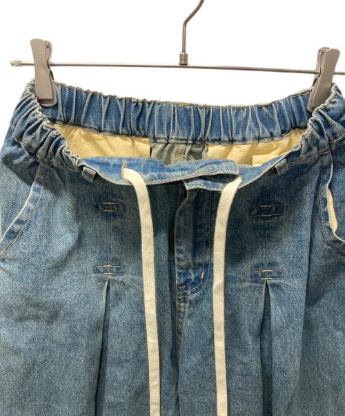 ANGLAN（アングラン）ANGLAN (アングラン) Unbalance Long Tuck Denim Balloon Pants インディゴ サイズ:FREEの古着・服飾アイテム